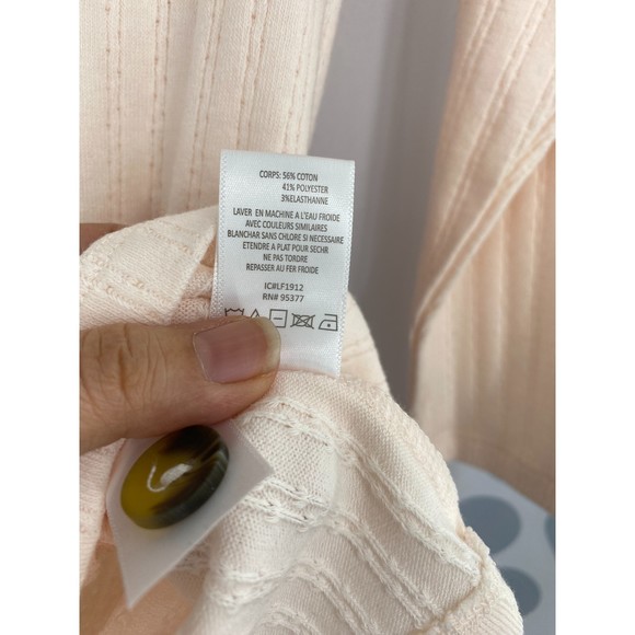 Sanctuary NWT Aiden Button Up Top Pointelle Henley Long Sleeve Pink Medium New - Picture 6 of 7